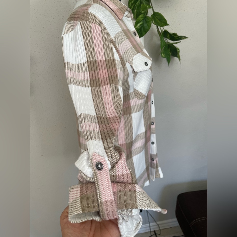 Como Vintage Pink and Tan Plaid Button-Down Shirt - Picture 8 of 11